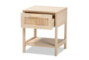 Emlyn Light Brown 1-Drawer End Table w/Natural Rattan Baxton