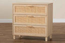 Emlyn Light Brown 3-Drawer Storage Cabinet w/Natural Rattan Baxton