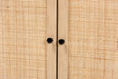 Leonie Espresso Brown and Natural Rattan 2-Door Storage Cabinet Baxton
