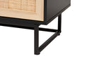 Leonie Espresso Brown and Natural Rattan 2-Door Storage Cabinet Baxton