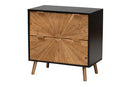Kalcya Two-Tone Black and Natural Brown 2-Drawer Storage Cabinet Baxton