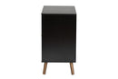 Kalcya Two-Tone Black and Natural Brown 2-Drawer Storage Cabinet Baxton