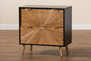 Kalcya Two-Tone Black and Natural Brown 2-Drawer Storage Cabinet Baxton