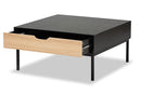 Gardner Two-Tone Oak Brown and Black Coffee Table Baxton