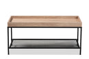 Zentra Oak Brown and Black Metal Coffee Table Baxton