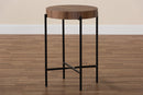 Poltak Walnut Brown and Black Metal End Table Baxton