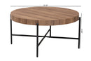 Jaela Walnut Brown and Black Metal Coffee Table Baxton