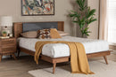 Rina Dark Gray Fabric and Walnut Brown Full Size Platform Bed Baxton
