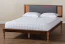 Ainslie Dark Gray Fabric and Walnut Brown Full Size Platform Bed Baxton