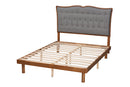 Kirana Gray Fabric and Walnut Brown King Size Platform Bed Baxton