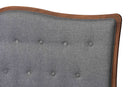 Perris Gray Fabric and Walnut Brown King Size Platform Bed Baxton