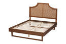Bella Ash Walnut Woven Rattan King Size Bed Baxton