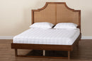 Bella Ash Walnut Woven Rattan King Size Bed Baxton
