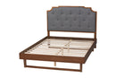 Acelynn Gray Fabric and Walnut Brown Wood King Size Platform Bed Baxton