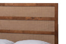 Addis Walnut Brown King Size Platform Bed w/Woven Rattan Baxton