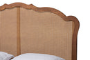Roldan Walnut Brown Wood and Rattan King Size Platform Bed Baxton