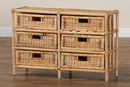 Sorley Natural Brown Rattan 6-Drawer Storage Cabinet Baxton
