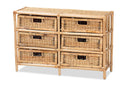 Sorley Natural Brown Rattan 6-Drawer Storage Cabinet Baxton