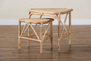 Nissa Natural Brown Finished Rattan 2Pc End Table Set Baxton
