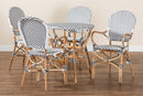 Katina Black and White Plastic and Natural Brown Rattan 5-Piece Bistro Set Baxton