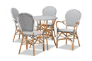 Katina Black and White Plastic and Natural Brown Rattan 5-Piece Bistro Set Baxton