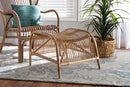 Melodie Modern Bohmenian Natural Brown Antique Rattan Footstool Baxton