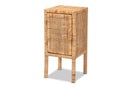 Perry Natural Brown Rattan 1-Door Nightstand Baxton