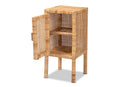 Perry Natural Brown Rattan 1-Door Nightstand Baxton