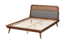 Freja Gray Fabric and Ash Walnut King Size Platform Bed Baxton