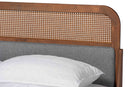 Freja Gray Fabric and Ash Walnut King Size Platform Bed Baxton