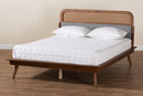 Freja Gray Fabric and Ash Walnut King Size Platform Bed Baxton