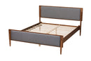 Flax Gray Fabric and Ash Walnut King Size Platform Bed Baxton