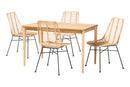 Caelinus Rattan and Natural Oak 5-Piece Dining Set Baxton