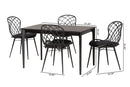 Frank Black and Rattan 5-Piece Dining Set Baxton