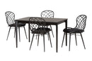 Frank Black and Rattan 5-Piece Dining Set Baxton
