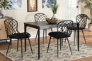 Frank Black and Rattan 5-Piece Dining Set Baxton