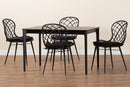 Frank Black and Rattan 5-Piece Dining Set Baxton
