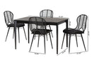 Clement Black and Rattan 5-Piece Dining Set Baxton