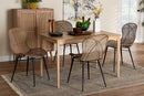 Frank Japandi Natural Brown and Greywashed Rattan 5-Piece Dining Set Baxton