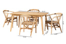 Leane Natural Brown and Rattan 5-Piece Dining Set Baxton