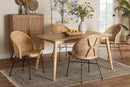 Sarita Natural Brown Rattan and Black Metal 5-Piece Dining Set Baxton