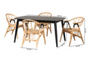 Leland Black and Natural Rattan 5-Piece Dining Set Baxton