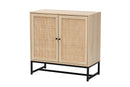Valda Natural Brown and Natural Rattan 2-Door Storage Cabinet Baxton