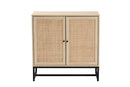 Valda Natural Brown and Natural Rattan 2-Door Storage Cabinet Baxton