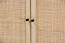 Valda Natural Brown and Natural Rattan 2-Door Storage Cabinet Baxton