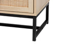 Valda Natural Brown and Natural Rattan 2-Door Storage Cabinet Baxton
