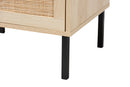 Valda Natural Brown and Natural Rattan 1-Door End Table Baxton