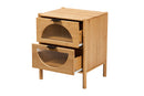 Dameka Natural Brown Bamboo Wood 2-Drawer End Table Baxton