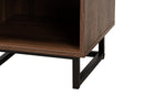 Mandell Modern Walnut Brown and Black Metal 1-Drawer End Table Baxton