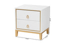 Belenus Modern White and Gold Metal 2-Drawer End Table Baxton